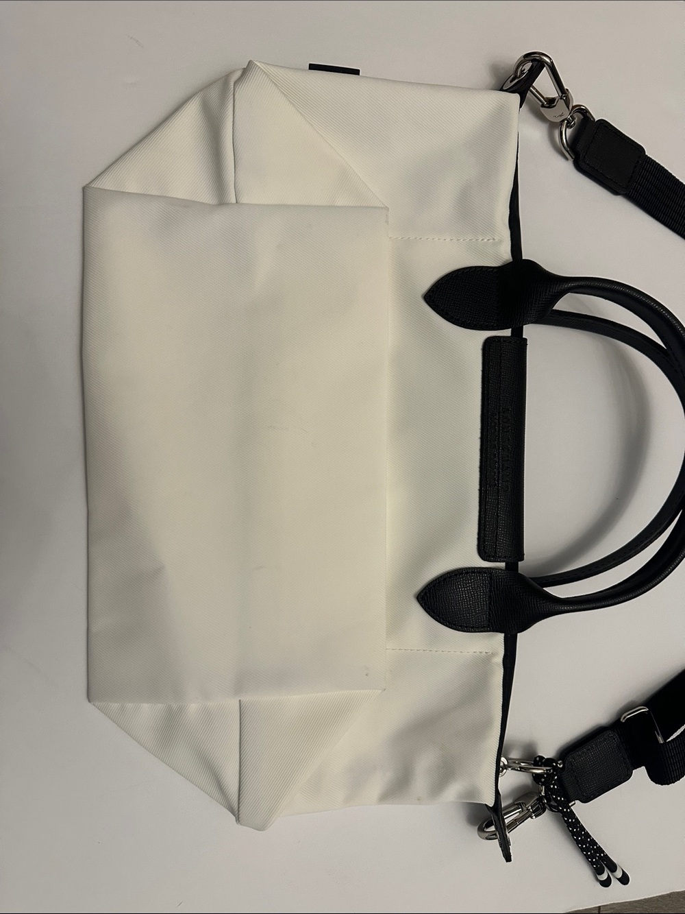 Longchamp Le Pliage Energy White Top Handle Bag with Black Leather Trim - Picture 6 of 8
